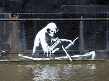 Stencil on the waterline of The Thekla